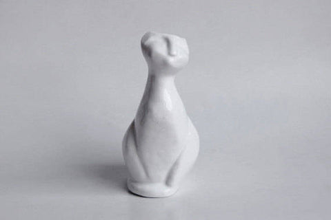 Mid Century White Cor Unum Cat Figurine  - Dutch Pottery c.70s 80s