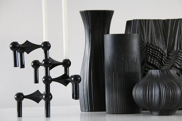 Rare Large Porcelain Rare Black 'Kaskade' Vase - M. Freyer for Rosenthal Studio Linie 1966