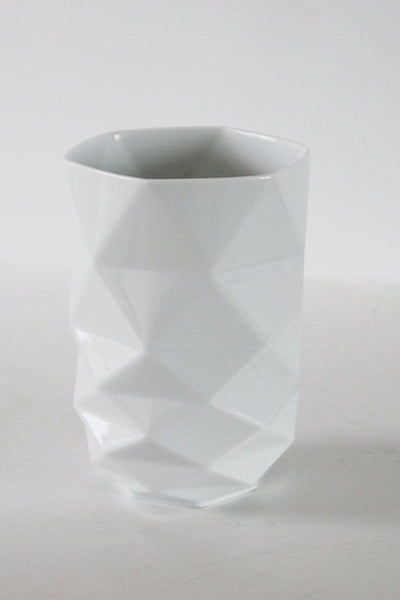 Modernist Rare  Architectural White Glossy Porcelain Vase- Hutschenreuther 60s