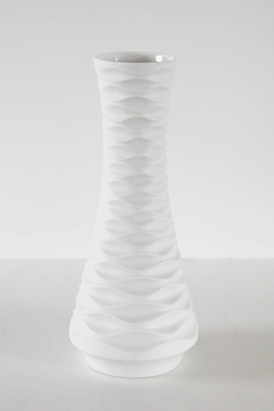 Mid Century Modernist Architectural White Bisque Porcelain Vase - Edelstein