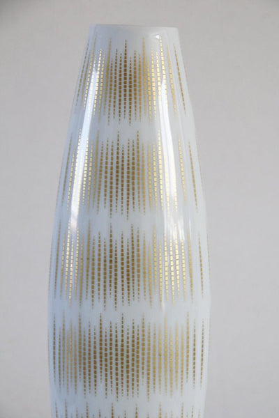 Modernist XL German Golden Geometric Stripes Pattern Vase -  Thomas 70s