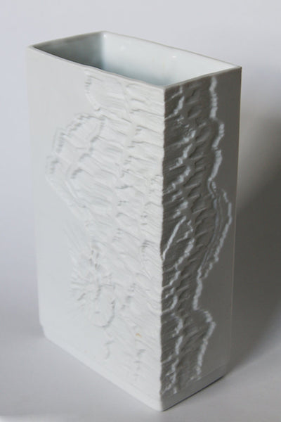 Mid Century Op Art  Bisque Rectangular Rock Vase - Kaiser