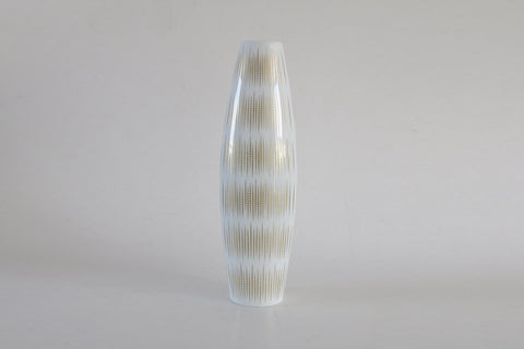 Modernist XL German Golden Geometric Stripes Pattern Vase -  Thomas 70s
