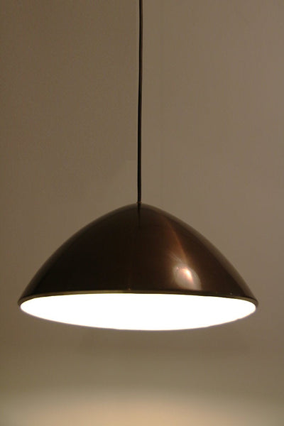 Vintage Danish Brushed Aluminium Copper Brown Pendant Lamp