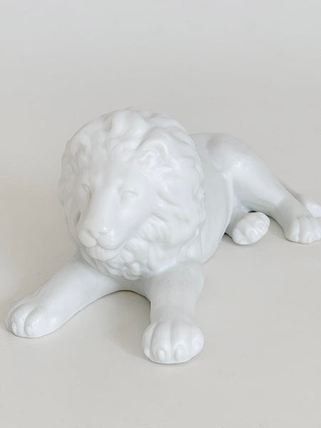 Modernist German  White Biscue Porcelain LION Figurine