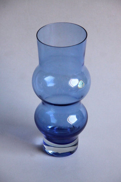 Vintage Blue Glass Vase - Van Marsberger Glaswerke Ritzenhoff