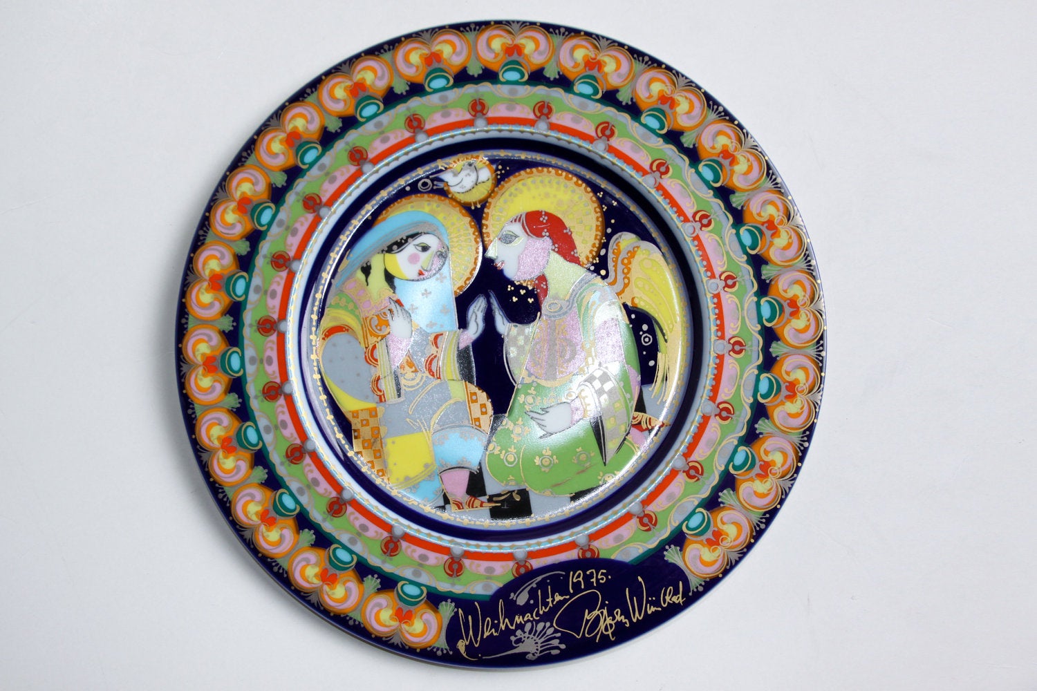 Vintage Bjorn Wiinblad Christmas Plate 1975  by Rosenthal "Annunciation"