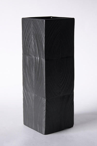 German Large Porcelain Square Black Matte Vase - M. Freyer for Rosenthal 1960s