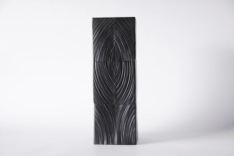 German Large Porcelain Square Black Matte Vase - M. Freyer for Rosenthal 1960s