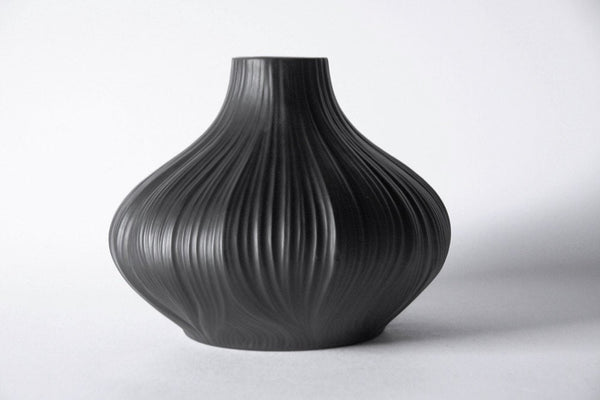 Black Porcelain 'Plissée' Vase - M. Freyer for Rosenthal 1970s