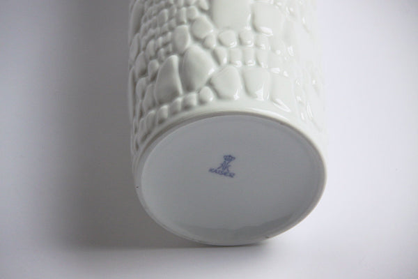 Mid-Century German White Porcelain Vase - Cobblestone Motif Kaiser 60s