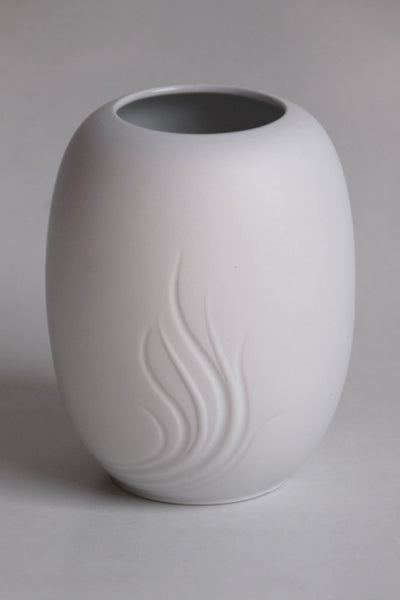 Mid Century White Op Art Modern Bisque Vase  - KPM