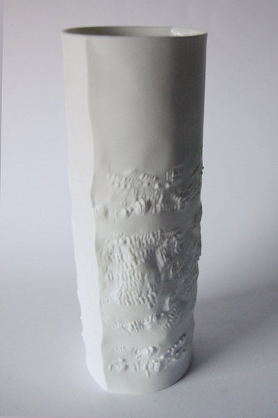 Vintage Tall White German  Op Art Vase - Hutschenreuther