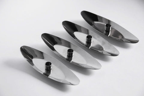 Modernist Danish Stainless Steel Set Of 4 Candle holders - 60s