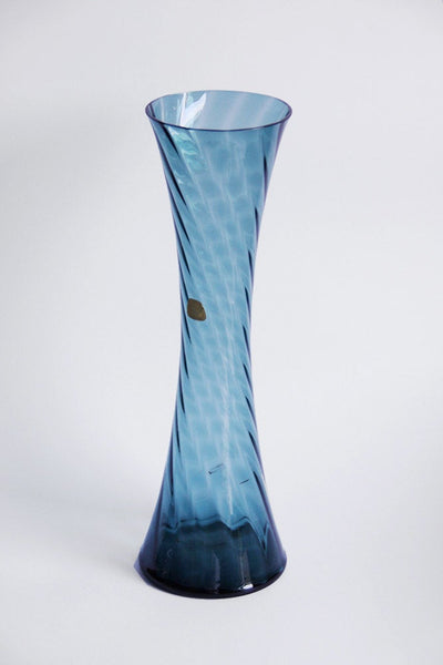Vintage XL Blue Clear Glass Vase - A.Taube Vohenstrauss 60s