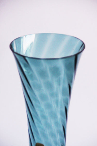 Vintage XL Blue Clear Glass Vase - A.Taube Vohenstrauss 60s