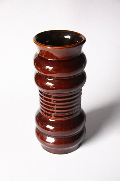 Modernist West German Brown Glossy Vase  - Klein 70s