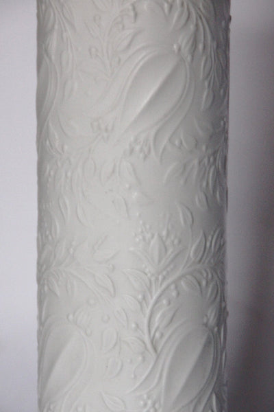 White Tall Bisque Porcelain Vase With Flowers Pattern - Wiinblad for Rosenthal 70s