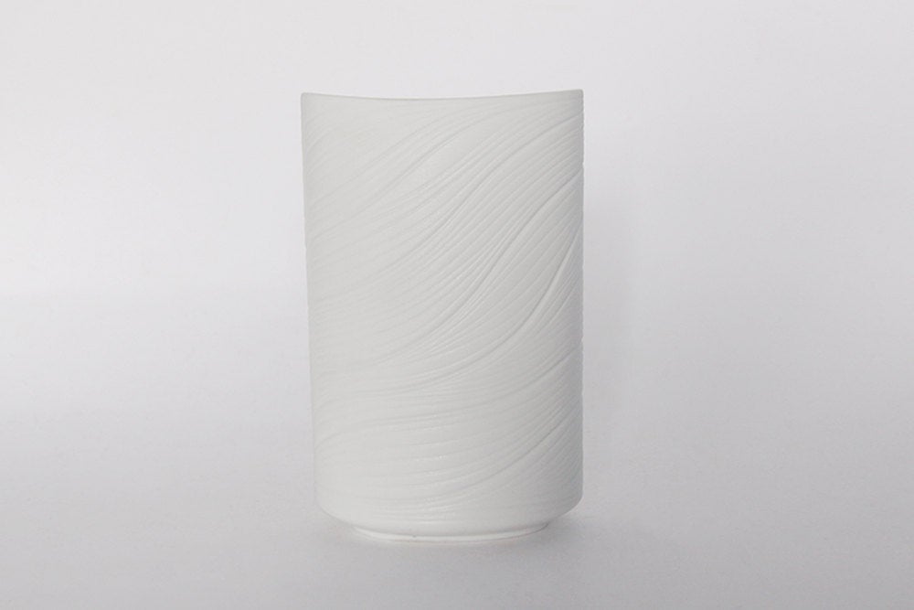 Modernist White Bisque Oval Vase With Stripes-  Rosenthal Studio Linie 1960s