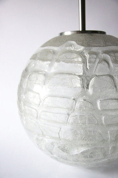 Modernist Rare Hand Blown Murano Ice Glass Lamp Pendant -  Doria