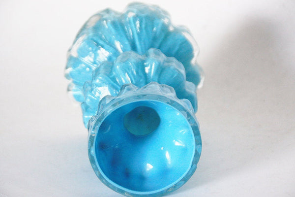 Vintage German  Blue Ice Glass Vase  - Ingrid Glashutte 70s