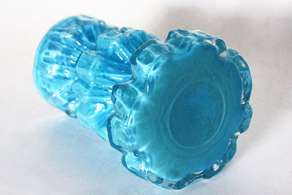 Vintage German  Blue Ice Glass Vase  - Ingrid Glashutte 70s