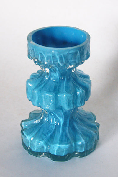 Vintage German  Blue Ice Glass Vase  - Ingrid Glashutte 70s