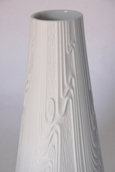 Modernist White Biscuit  Wooden motif  German Vase - Edelstein 60s