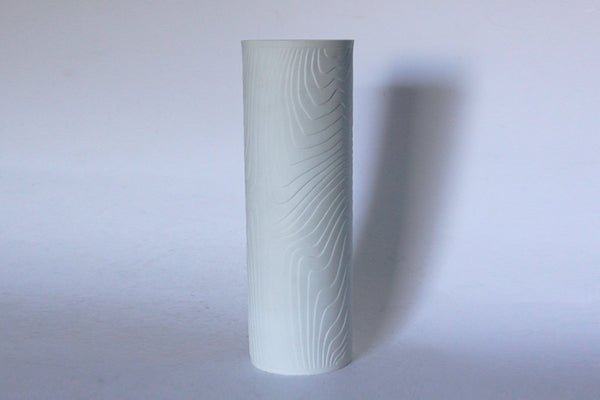Modernist White Porcelain Bisque Wood Pattern Vase  - Hutschenreuther 70s