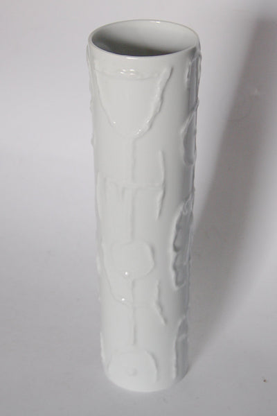 Cuno Fischer for Rosenthal 60s -  Studio Linie - German White Tall Porcelain Op Art Vase