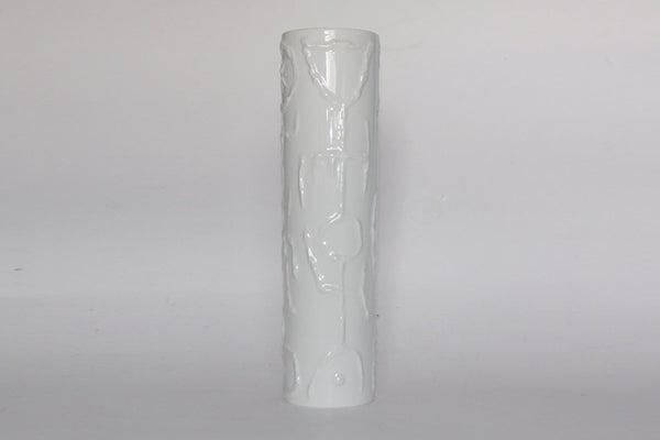 Cuno Fischer for Rosenthal 60s -  Studio Linie - German White Tall Porcelain Op Art Vase